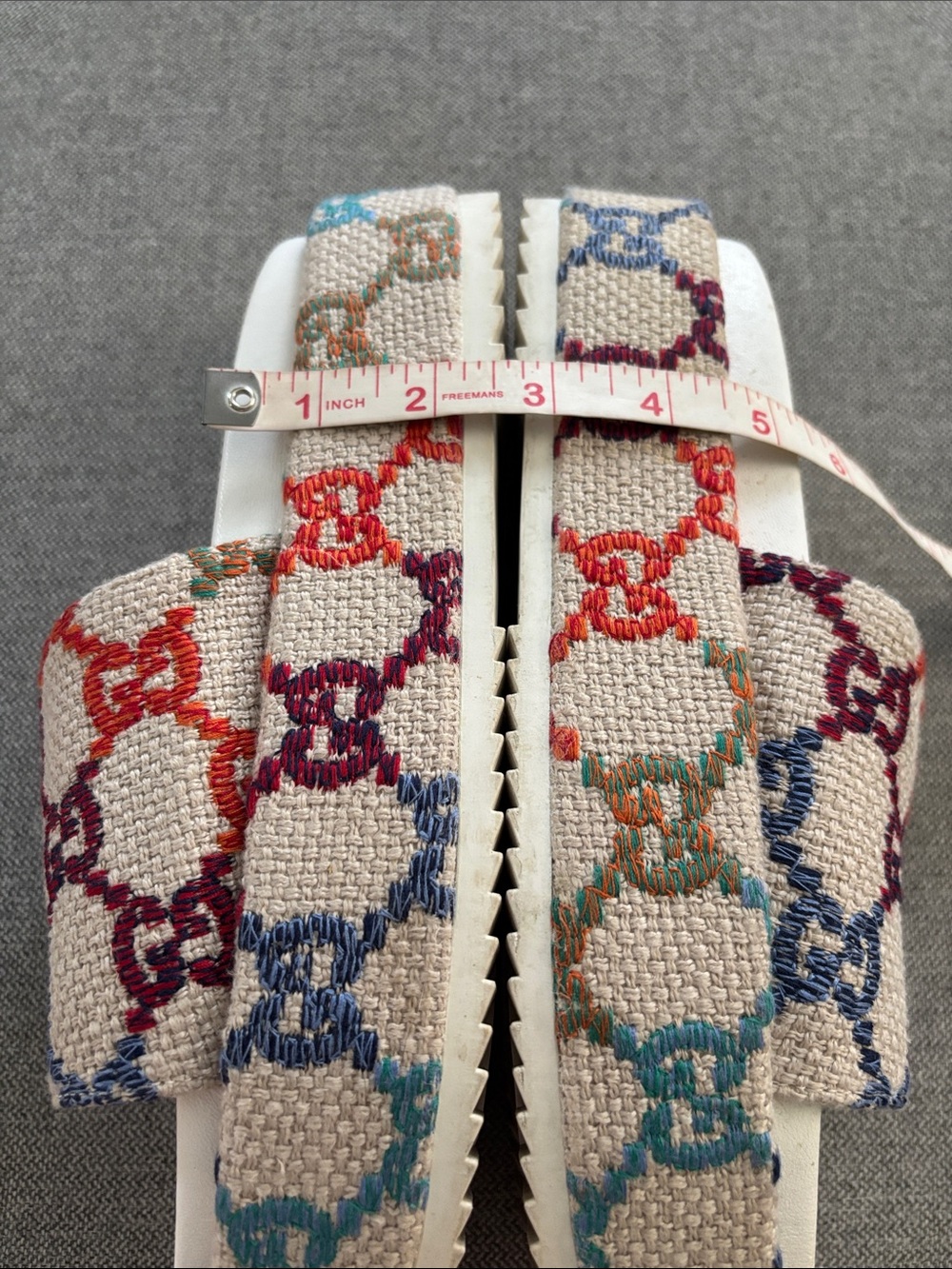 Gucci Cream Multicolor GG Canvas Platform Slide Mules - Picture 11 of 12